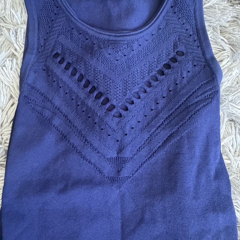 Karen Millen Blue Cropped Ribbed Tank Top